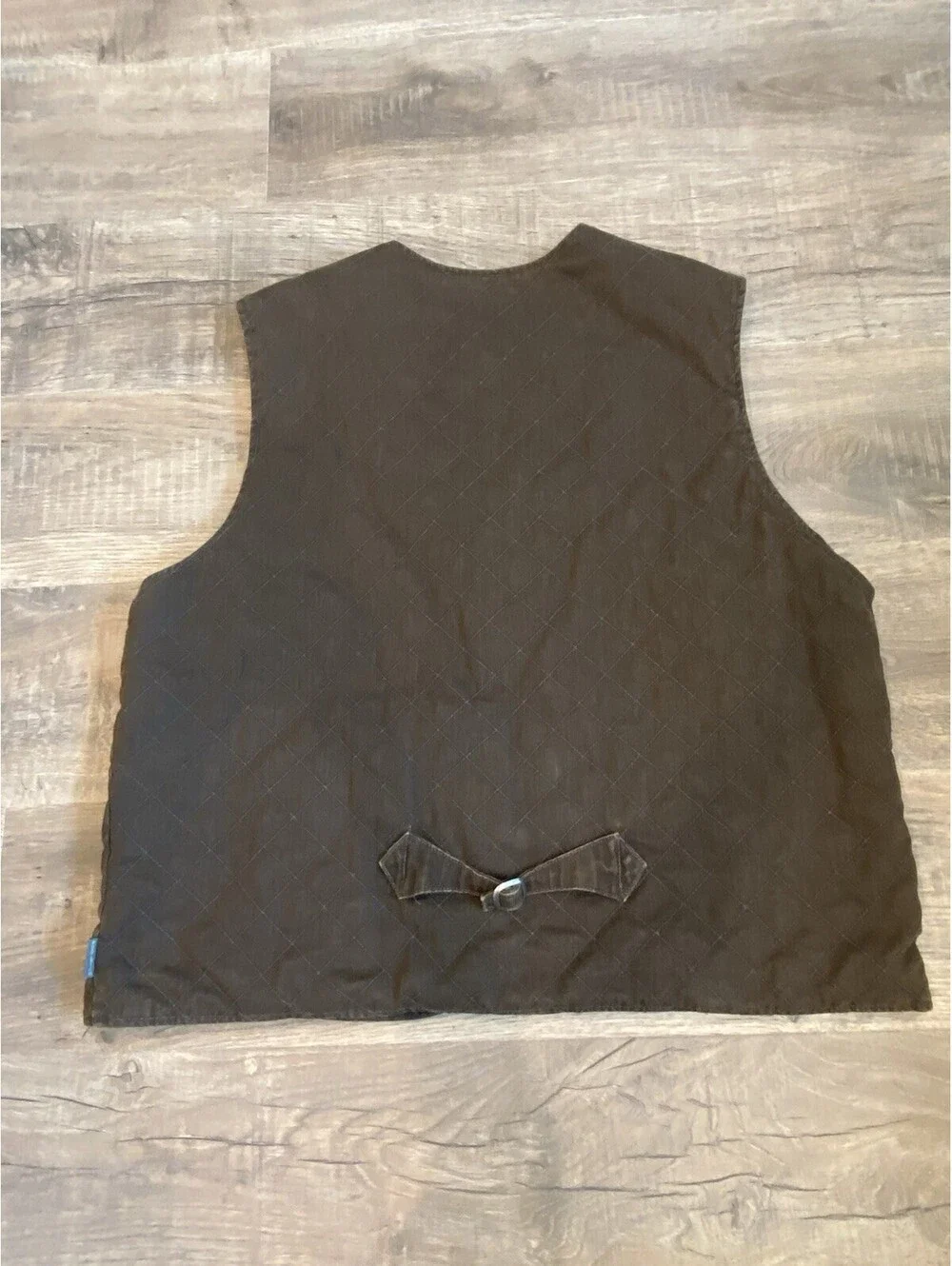 VTG Woolrich Men's XL Saddle Quilted Vest Brown Button Front Fleece Lined Cotton